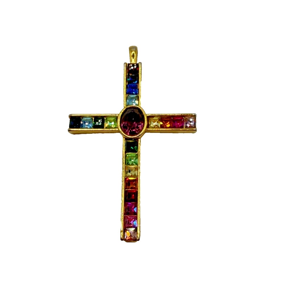 Vintage Plainville Stock Company (P.S.C.O) Multicolor Crystal Gold-Tone‎ Pendant